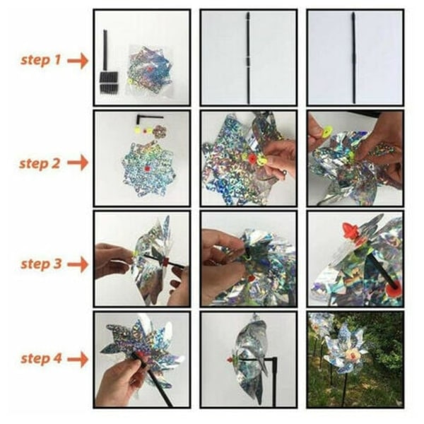 10 Pack Bird Scarer Koristeellinen Puutarha Spike Anti Pigeon Lintujen karkotin Heijastava Tuulimylly Tuulimylly suojaa Gardea