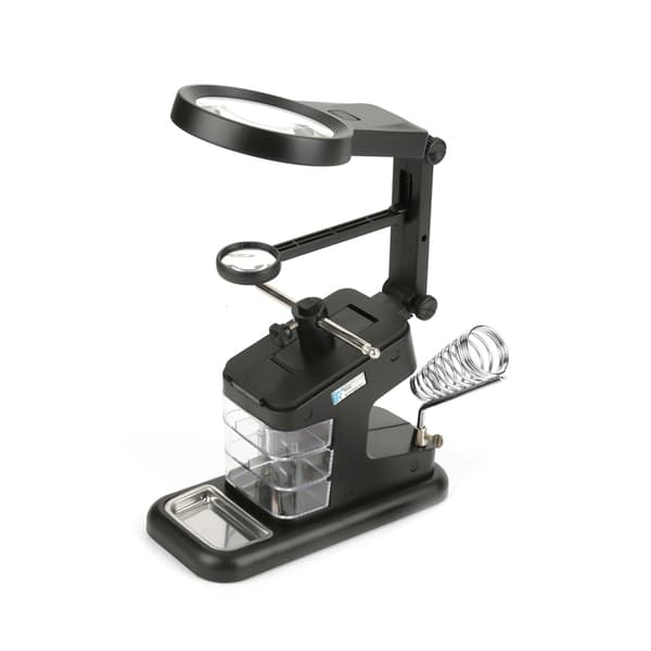 USB-loddestation med forstørrelsesglas og LED-lys, sort 149