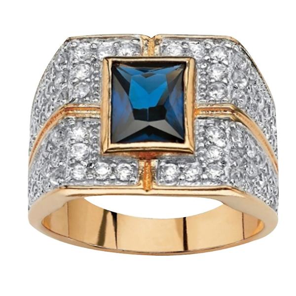 Mote menn Square Faux Sapphire Rhinestone Innlagt Ring Party Club smykker gave Black US 8