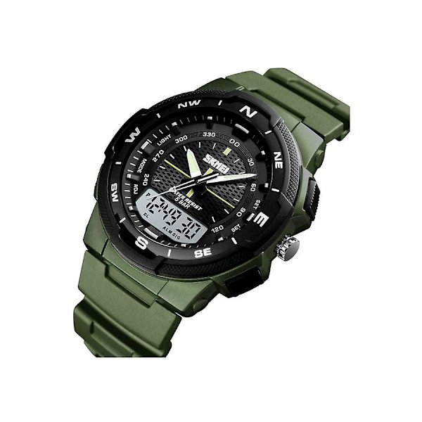 Pu Analog And Digital Watch 1454 - 47 Mm - Army Green