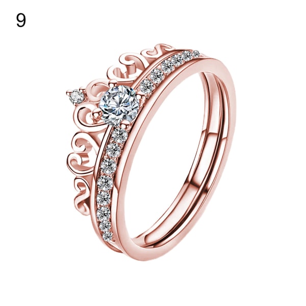 Legering Ring Solid Aftagelig Krone Aftagelig Krone Dame Ring Til Bryllup Rose Gold US 9