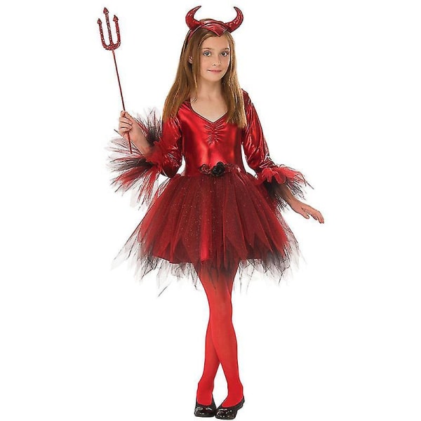 Red Demon Devil Sett for barn XL Girls