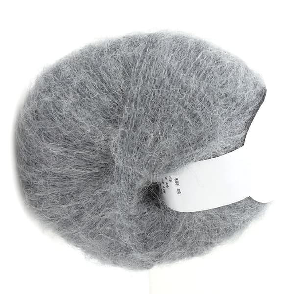 Blødt mohair Pashmina strikket uldgarn (lys grå)