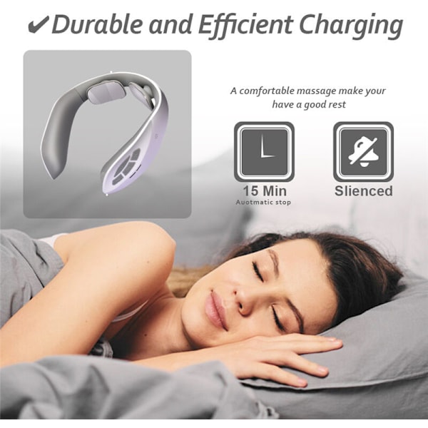 Grå og hvid engelsk version af den elektriske cervikal rygsøjle massager trådløs smart home massager