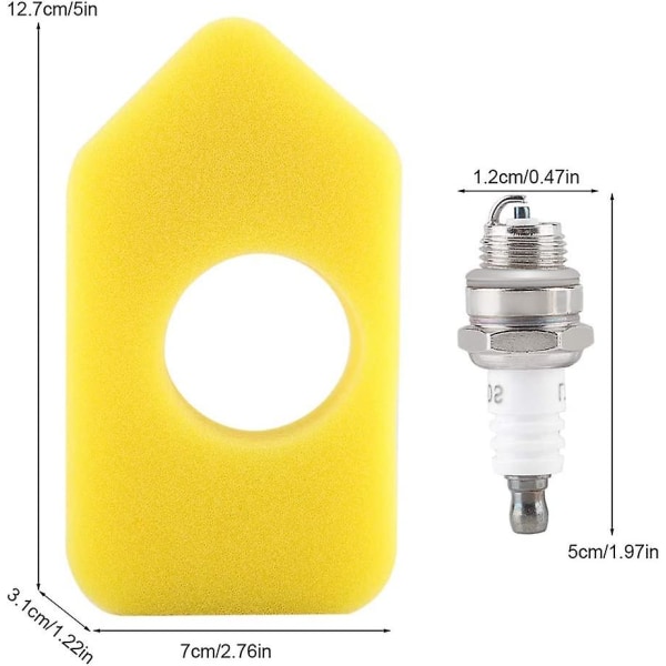 Luftfilter, förgasare membranpackning Luftrenare Tändstiftssats för Briggs & Stratton Många små tillbehörsdelar för gräsklippare Förgasarsats