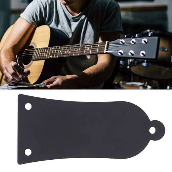 3-håls metall truss rod-skydd med skruvar för gitarrbasersättning svart