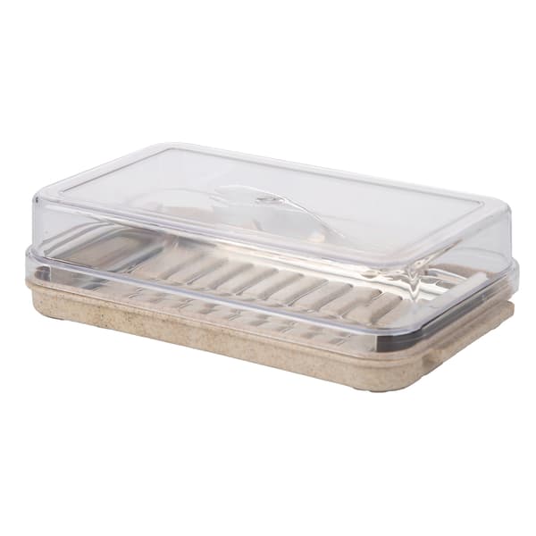 Smörskärare i rostfritt stål med transparent lock
