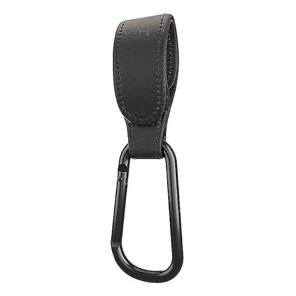 Praktiske barnevognkroker Klemmer Barnevogntilbehør Aluminiumslegering karabinkrok for oppheng av bleievesker Pu-skinn 2pcs Black