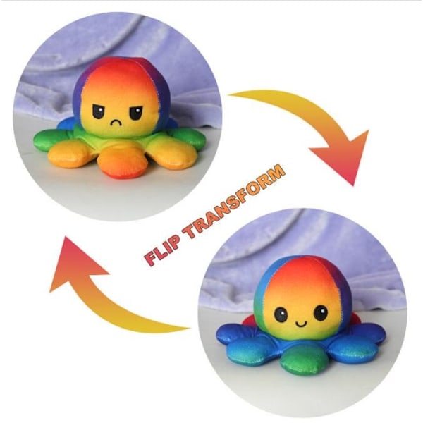 Flip Octopus Doll Figur Dubbelsidig Flip Octopus, 20cm
