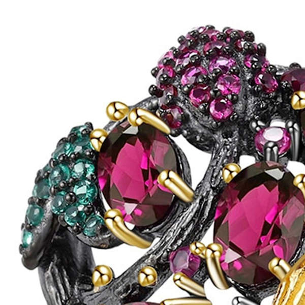 Gothic Faux Ruby Tree Branch Bee Kvinder Finger Ring Party Banket Smykker Gave US 7