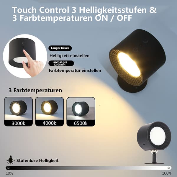 Touch Remote Magnetisk Vägglampa Spotlight - Regular Vit
