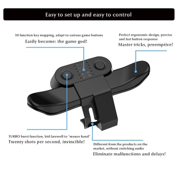PS4 Kontroller Bakknapp Feste Gamepad Joystick Turbo Tast Adapter