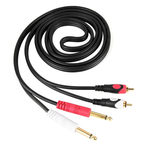2RCA til Dobbelt 6,35 mm Han Audio Guitar Kabel