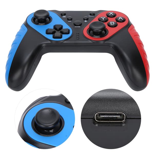 Bluetooth Trådløs Controller Gamepad med Gyroskop til Nintendo Switch Pro Blå Rød