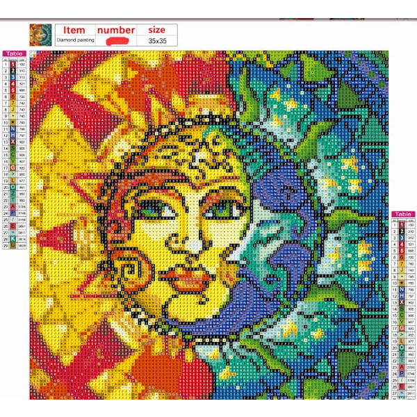 Auringon ja kuun kasvotarrat timanttimaalaus (35*35 cm)