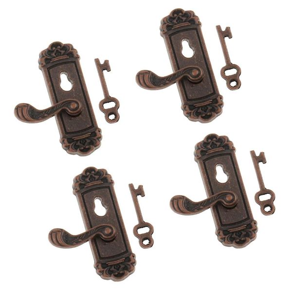 4x 1/12-mittakaavaisen nukkekodin miniatyyri oikean kahvan set ovinupin kiinnikkeet 4 kpl