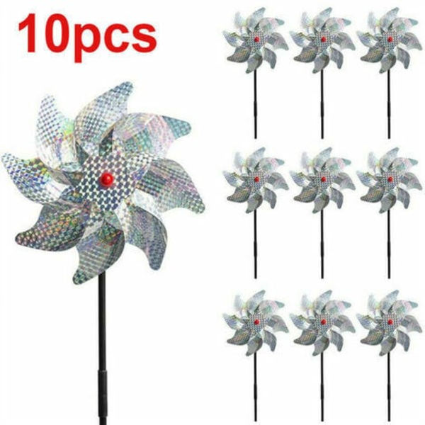 10 Pack Bird Scarer Koristeellinen Puutarha Spike Anti Pigeon Lintujen karkotin Heijastava Tuulimylly Tuulimylly suojaa Gardea