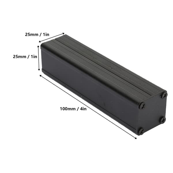 Musta alumiinikotelo PCB-laitteille - 25*25*100mm