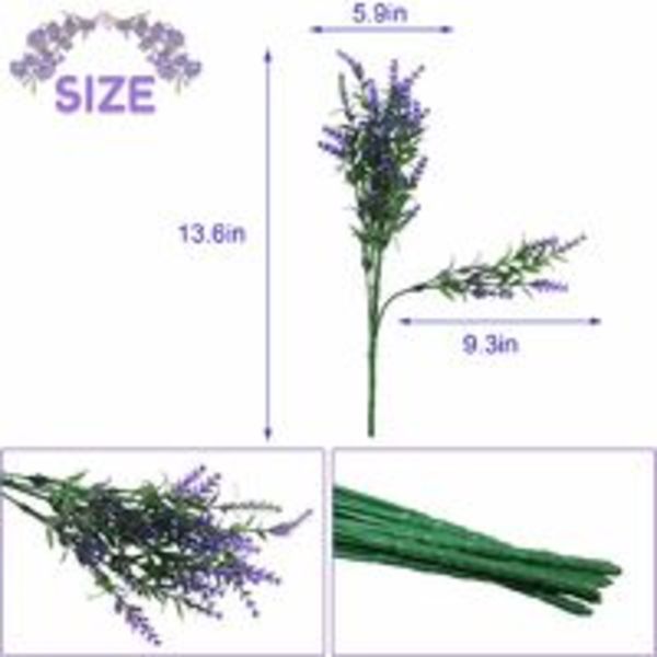 Kunstig lavendel blomsterbuket, 8 stk Plast Lilla kunstig blomsterdekoration, til haven, DI