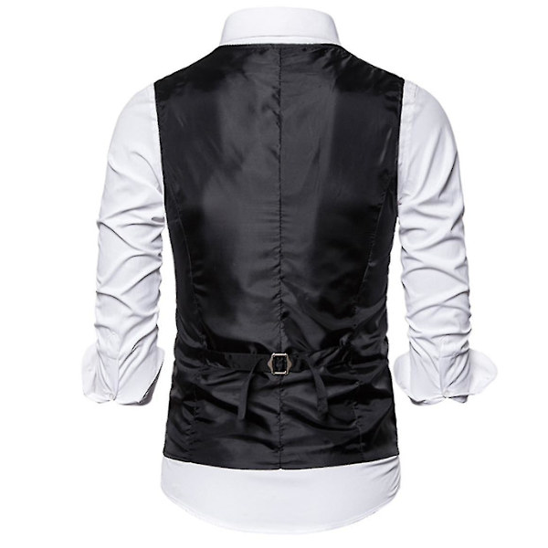 Enkelknäppt väst för män Slim Fit formell print väst M Black