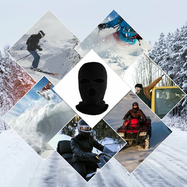 Strikket hel ansikts skimaske 3 hull Vinter Varm Elastisk
