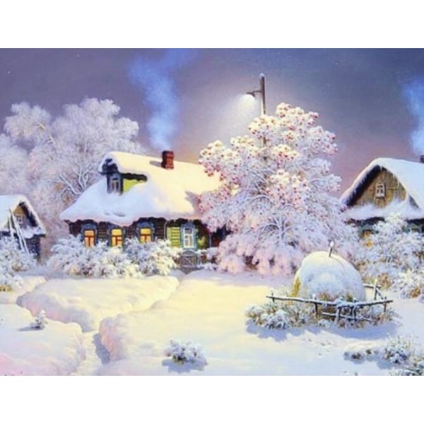 Snow House 5D diamantmaleri (30*40 cm)