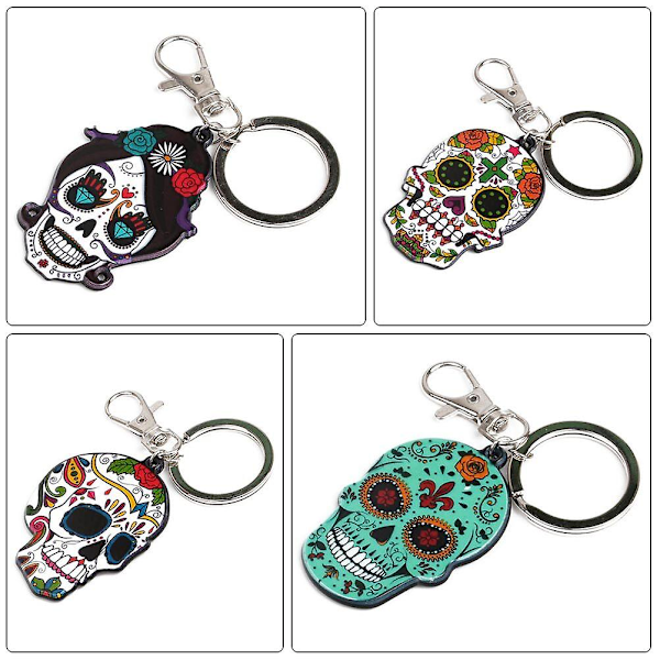 2 stk Fashion Akryl Skull Nøglering Kreativ Nøglering Halloween Skull Nøglering