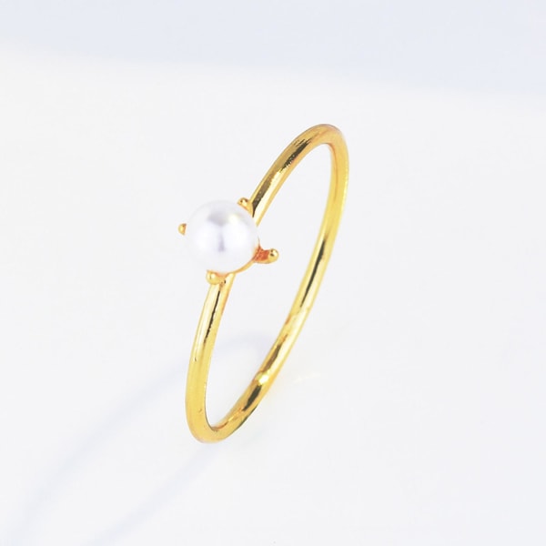 Kvinder Ring Attraktiv dekorativ Mini Faux Pearl Finger Ring til forlovelse US 8