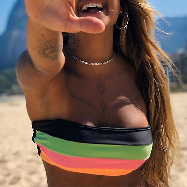 Dambandeau vadderad Push Up Bikini Set Baddräkt Badkläder M