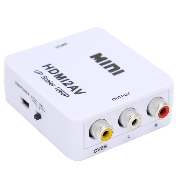 HDMI til AV Konverter Adapter RCA Splitter Switch 1080P til TV Hvid