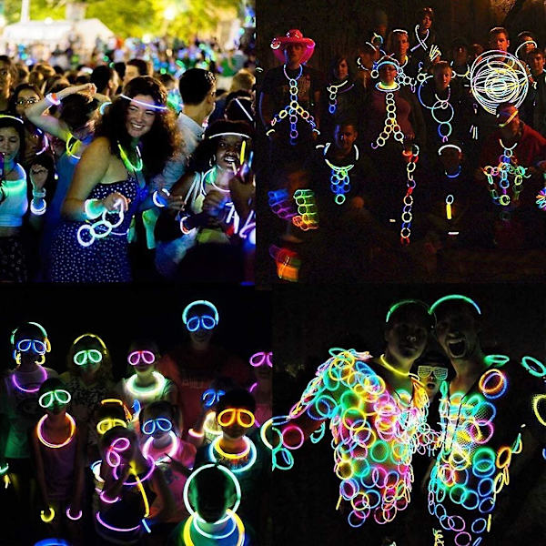 Glow Sticks, 100 Pack 8 Tommer Glow Sticks med stik til armbåndsbolde, lys legetøj til gløde festartikler (blandede farver)