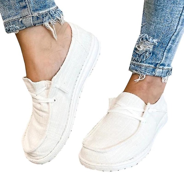 Dam Plimsoll Casual Comfy Shoes Loafer White 41
