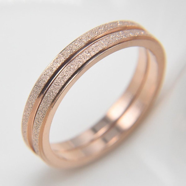 Män Kvinnor Frostat Titanstål Band Finger Ring Bröllopsförslag Smycken Present Rose Golden US 7