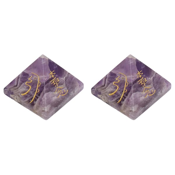 2 stk. Energi Pyramide Krystal Meditation Sten Fire Sidet Bogstaver Indretning Gave