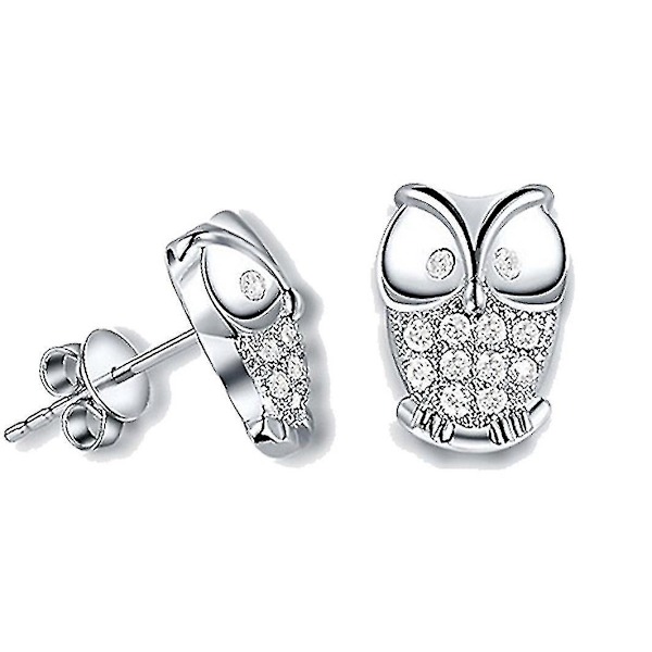 smycken Pilar Zirkon Guldpläterade Owl Stud örhängen