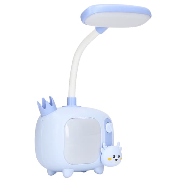 Leselampe for barn TV-stil base silikon svanehals USB-lading myk LED-lampe skrivebordslampe for studenter studiearbeid blå