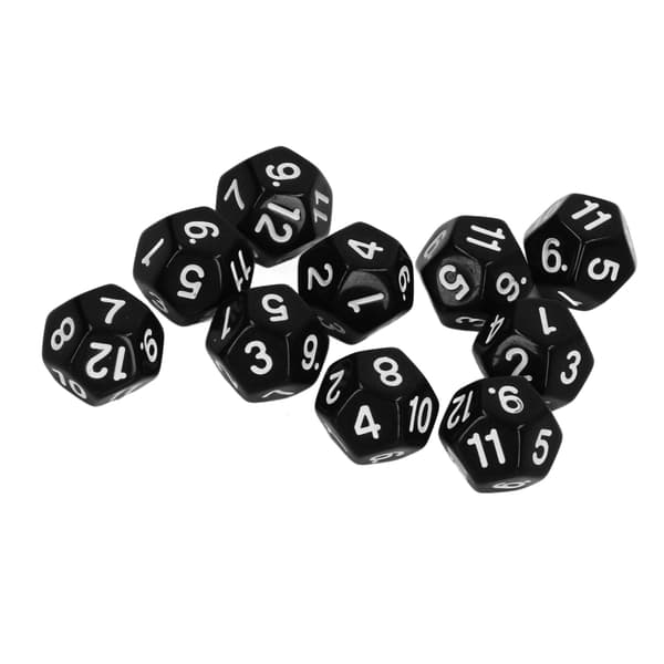 40 stk. 12-sidet polyhedral terningesæt til familiespil, brætspil, pub, klub, sort