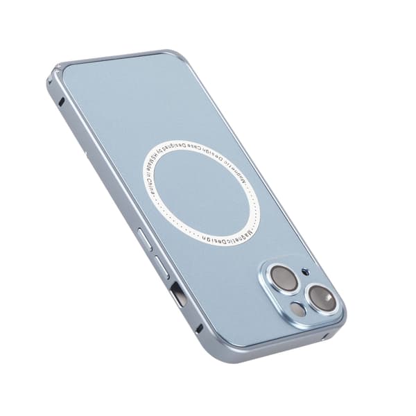 Magnetisk etui til iPhone 14, 360 graders beskyttelse, ridsefast, blå