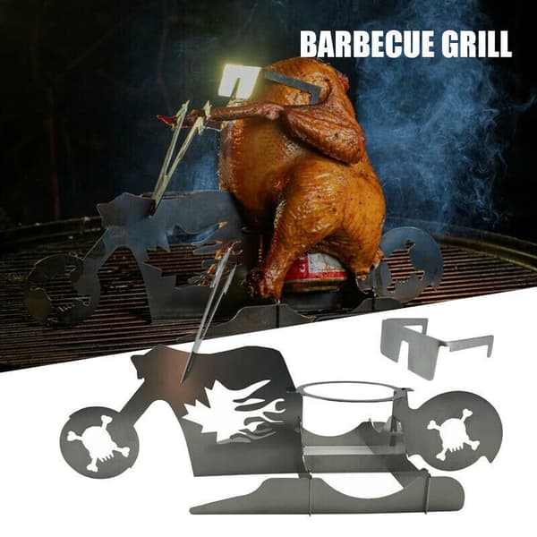 [qg]Kyllingestativ Motorcykel BBQ Rustfrit Stål Grill 33*16.5*13
