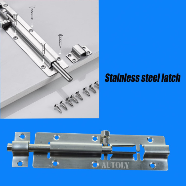 10 st 2"X1" rostfritt stål automatisk grindlåshårdvara för skjuldörrar och fönster (med skruvar)