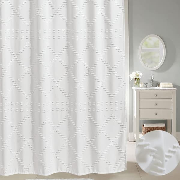 Boho Farmhouse Dusjforheng Hvit 72 x 72 Tommer, Moderne Shabby