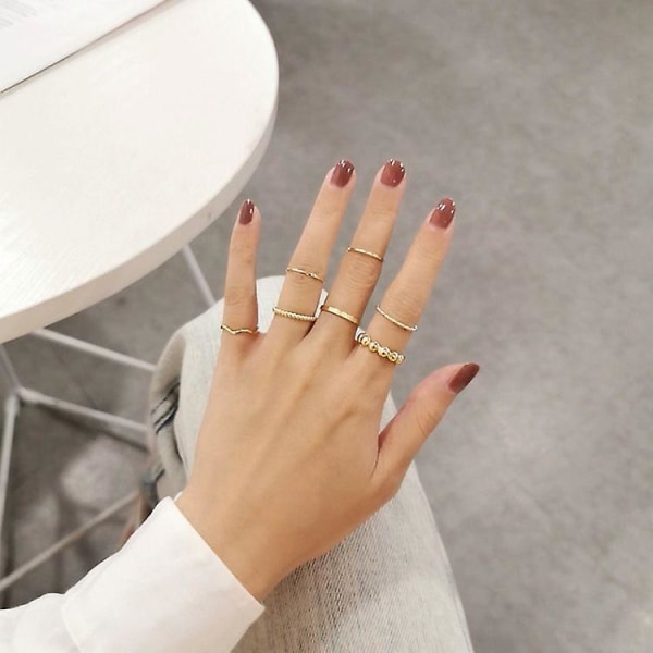 Ringsett Vintage Sølvfarge Motesmykker B2568 202