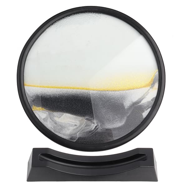 Timglas landskab flydende sandmaleri 3D-dekoration (sort)