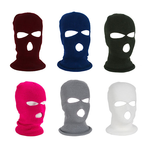 Stickad skidmask med 3 hål, varm och elastisk för vintern