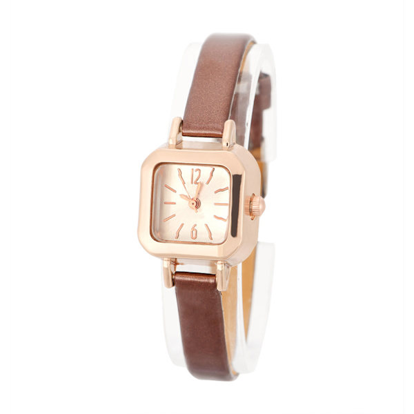 Mode Dame Analog Quartz Ur Brun PU Rem