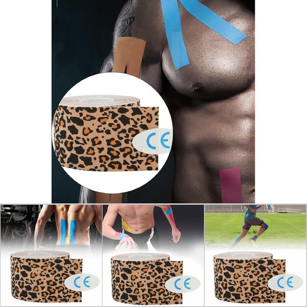 Elastisk Sporttejp i Bomull med Häftämne för Muskler, Leopardtryck