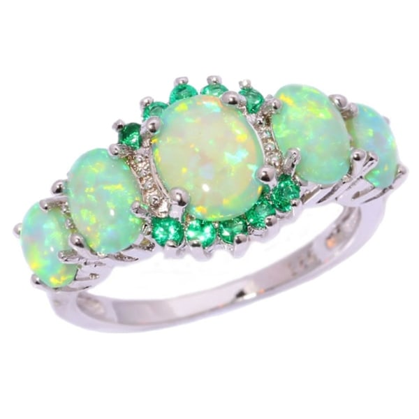 Kvinnor Ring Geometrisk Faux Gem Smycken galvanisering Bright Luster Ring för bröllop Green US 11