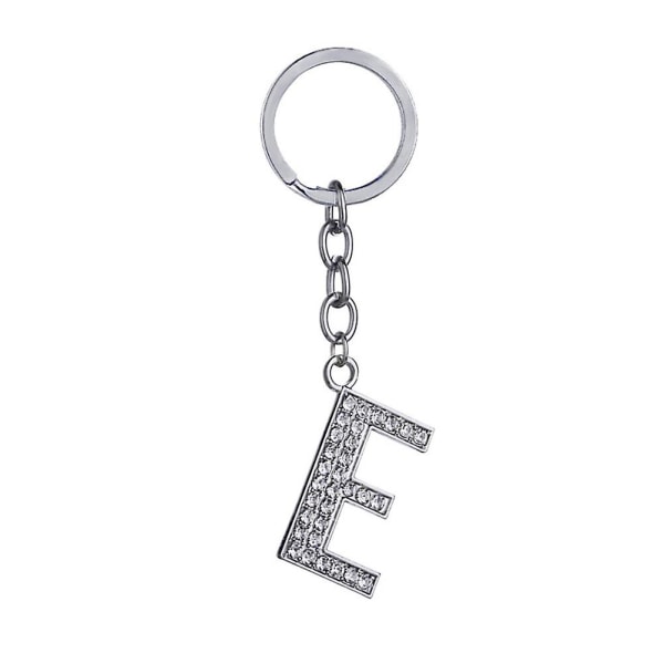 Enkel Snygg bokstavsnyckelring Metall strass Nyckelring Alfabet Nyckelring Väska Hängande Berlock Födelsedagspresent (bokstav E) E