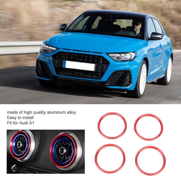 4 stk. Luftventil deksel trimring i aluminiumslegering for Audi A1 interiør