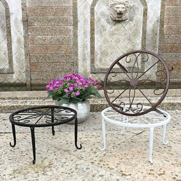 Blompall växtställ, retrodesign, metall, runt, smidesjärn, blomkrukställ, blomkrukställ i metall, blomkruka